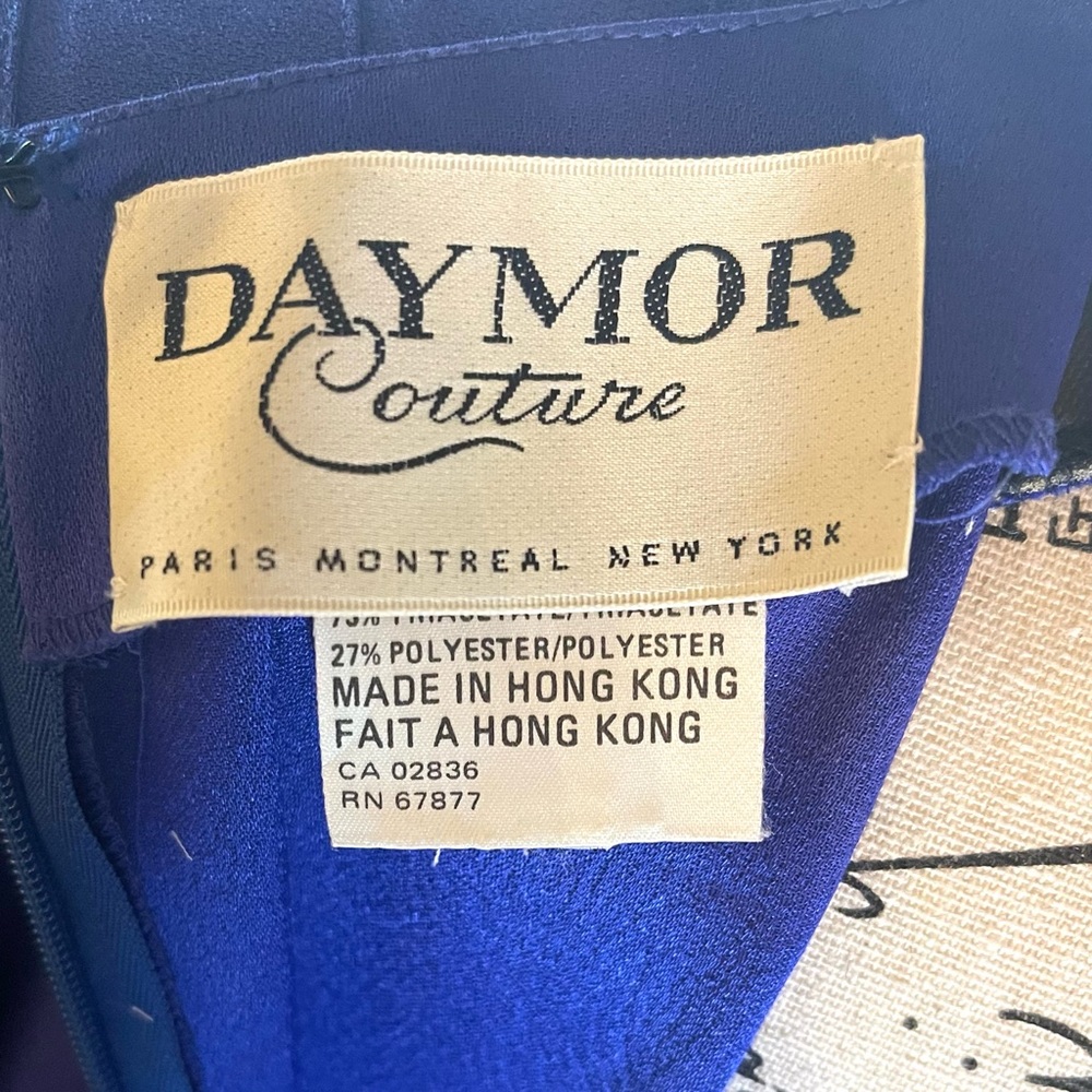 DAYMOR COUTURE VINTAGE ROYAL BLUE BATWING DRESS - Picture 11 of 12